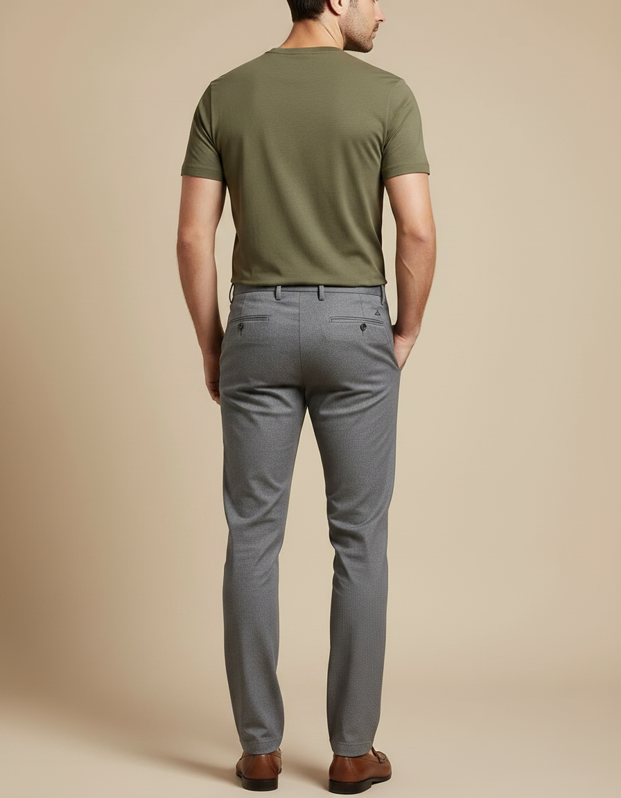 Pantalon Chino Gris Slim Élégant Moderne - Laine - vue 2