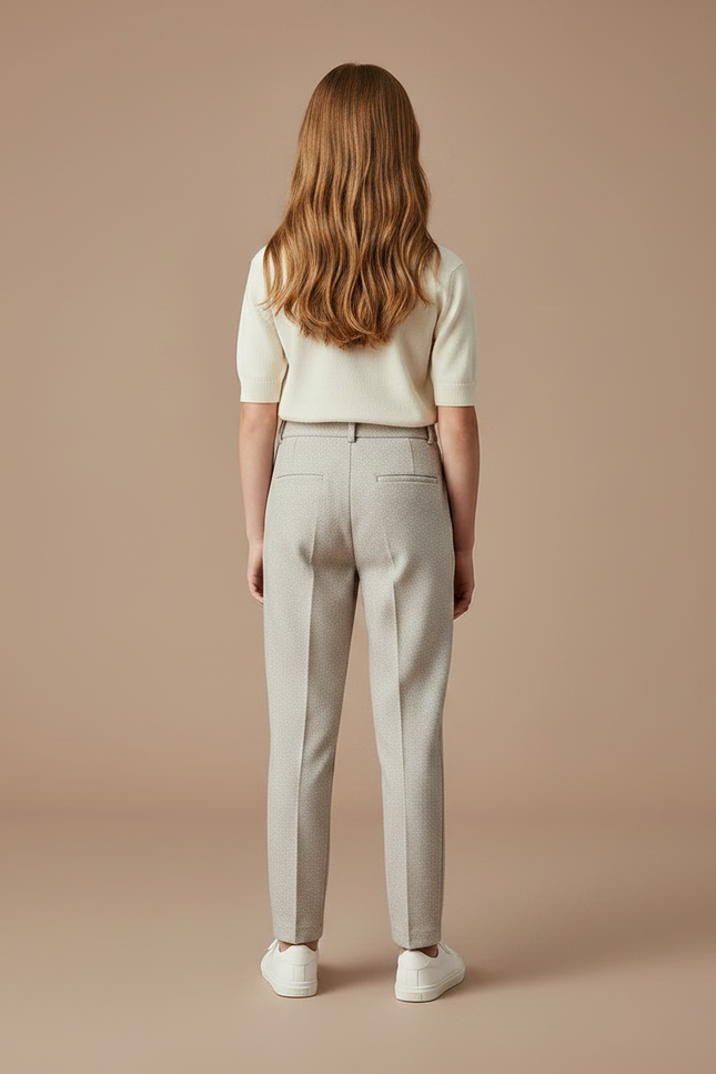 Pantalon Chino Gris Clair Texturé Droit Enfant - Toile - vue 2