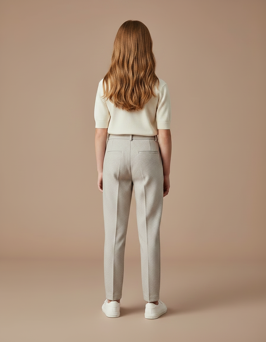 Pantalon Chino Gris Clair Texturé Droit Enfant - Toile - vue 2