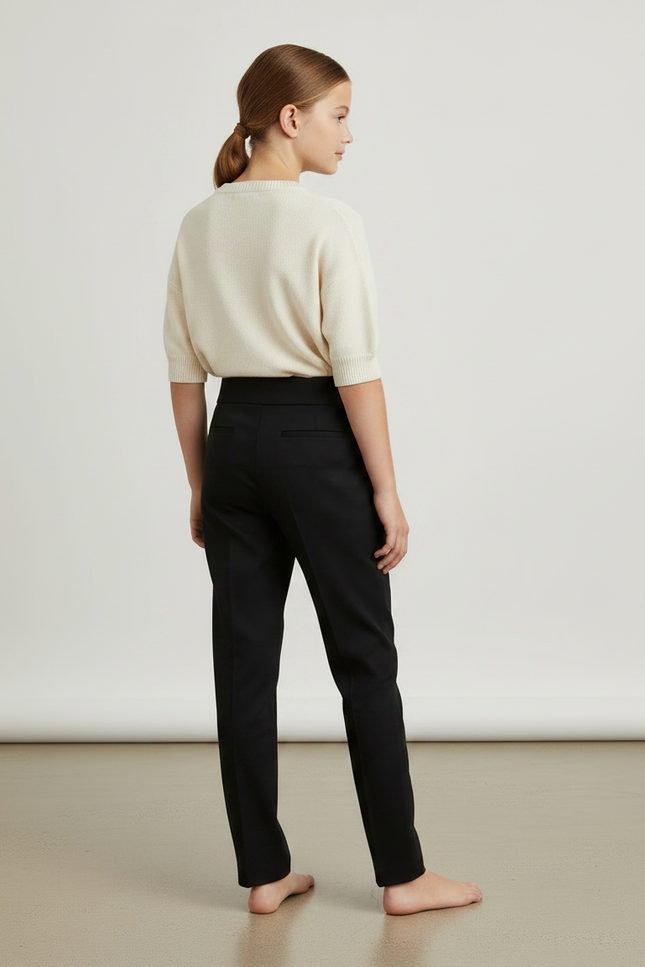Pantalon Chino Noir Droit Plissé Élégant Enfant - Gabardine - vue 2
