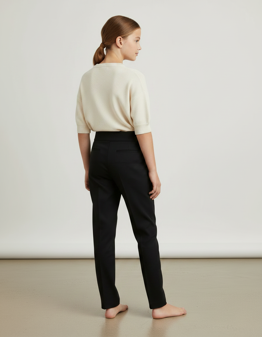 Pantalon Chino Noir Droit Plissé Élégant Enfant - Gabardine - vue 2