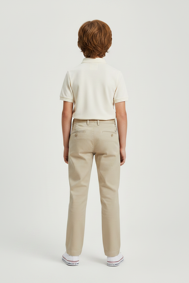 Pantalon Chino Beige Garçon Coton Décontracté Droit - vue 2