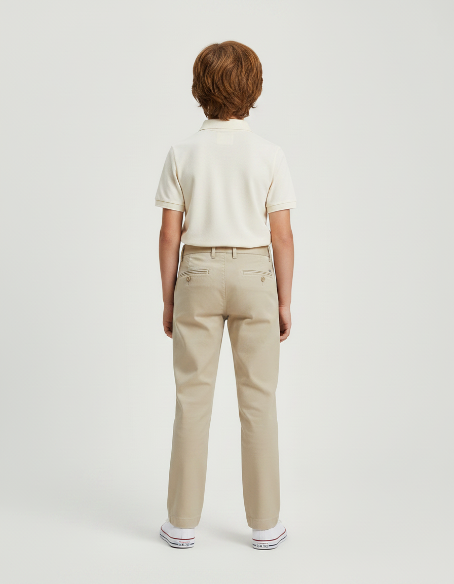 Pantalon Chino Beige Garçon Coton Décontracté Droit - vue 2
