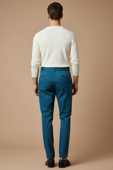 Pantalon Chino Bleu Canard - Gabardine - vue 2