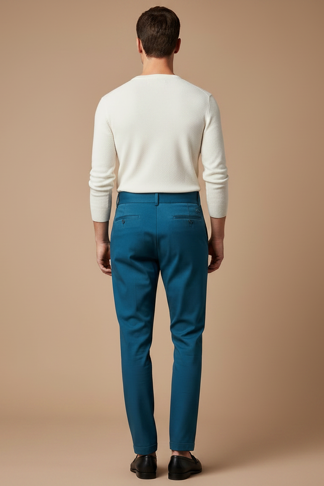 Pantalon Chino Bleu Canard - Gabardine - vue 2