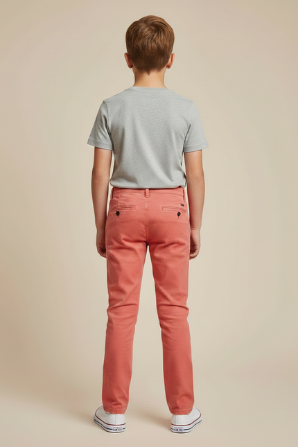 Pantalon Chino Rouge Garcon - Gabardine - vue 2