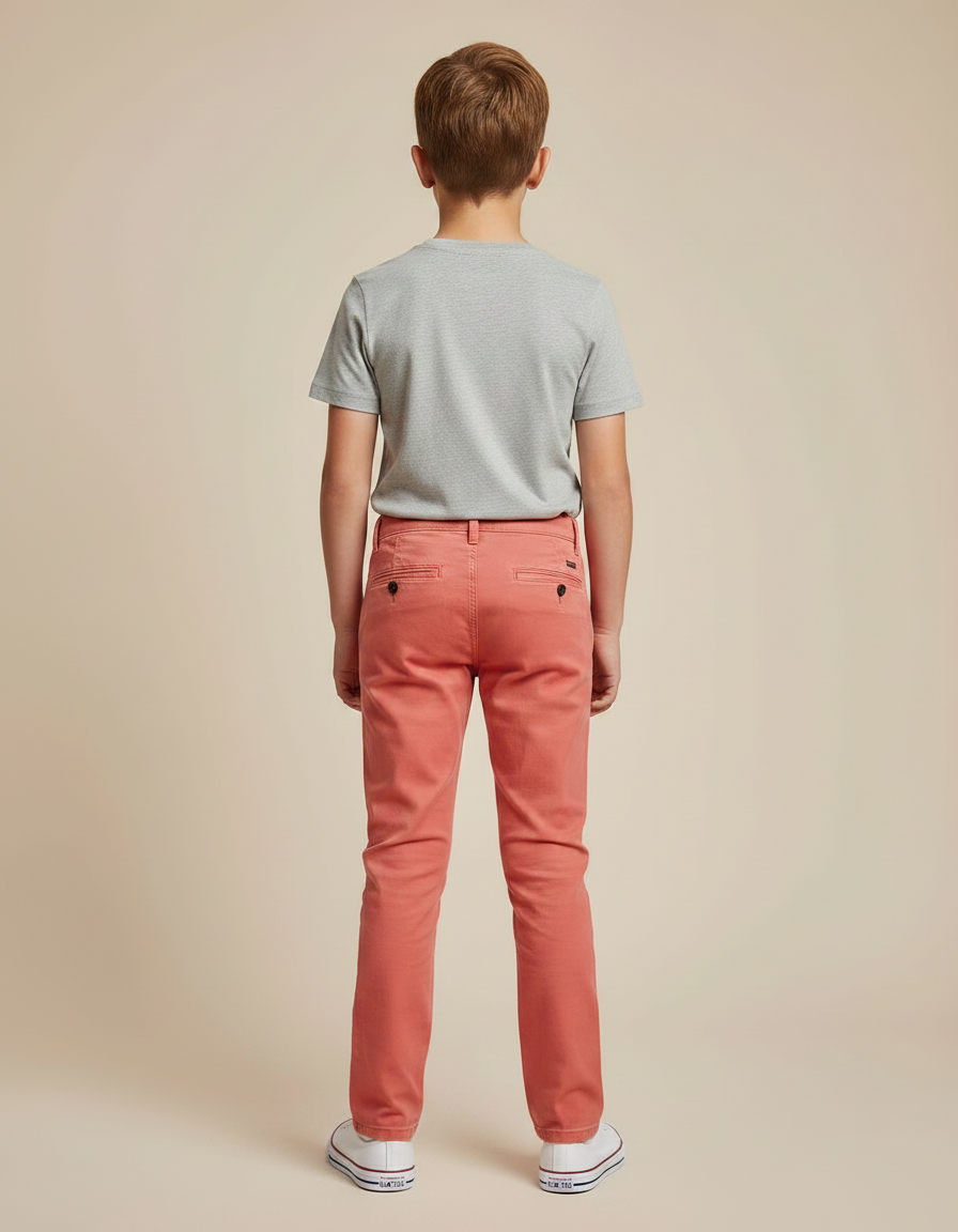 Pantalon Chino Rouge Garcon - Gabardine - vue 2