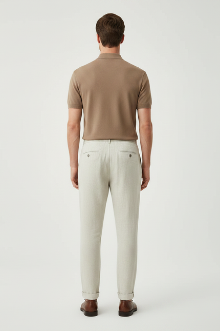 Pantalon Chino Lin Beige Droit Décontracté Homme - vue 2