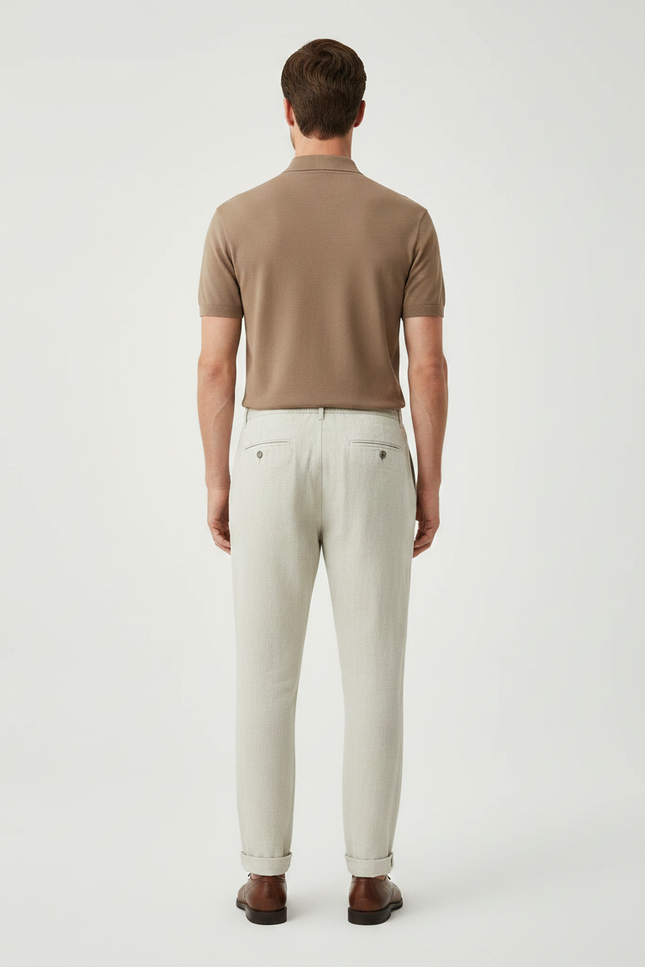 Pantalon Chino Lin Beige Droit Décontracté Homme - vue 2