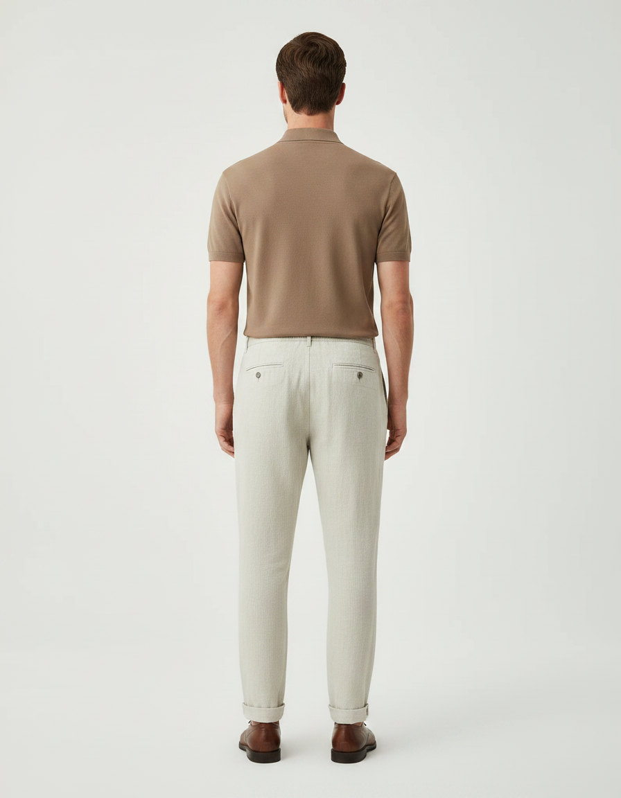 Pantalon Chino Lin Beige Droit Décontracté Homme - vue 2