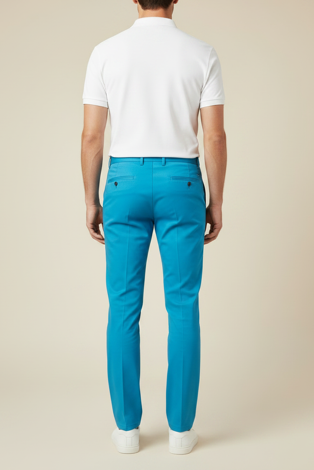 Pantalon Chino Bleu Ciel Slim Coton Élégant Homme - vue 2