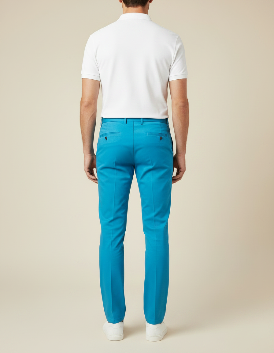 Pantalon Chino Bleu Ciel Slim Coton Élégant Homme - vue 2