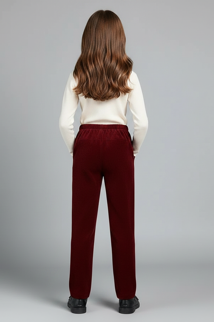 Pantalon Chino Bordeaux Côtelé Droit Décontracté Enfant - Cordé - vue 2