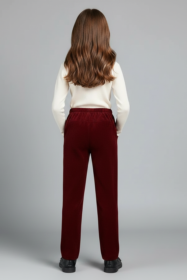 Pantalon Chino Bordeaux Côtelé Droit Décontracté Enfant - Cordé - vue 2