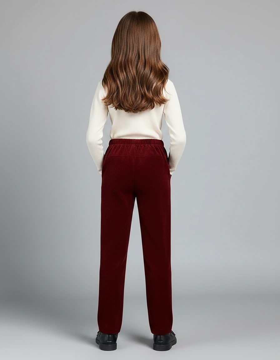 Pantalon Chino Bordeaux Côtelé Droit Décontracté Enfant - Cordé - vue 2
