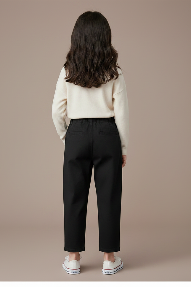 Pantalon Chino Noir Ample Décontracté Coton Enfant - vue 2