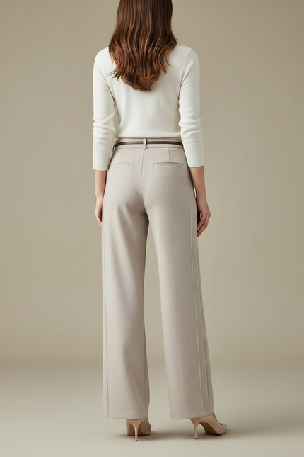 Pantalon Chino Femme Beige Large - Maille - vue 2