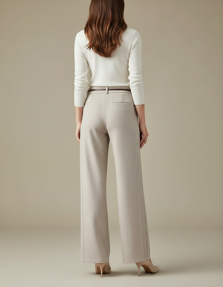 Pantalon Chino Femme Beige Large - Maille - vue 2