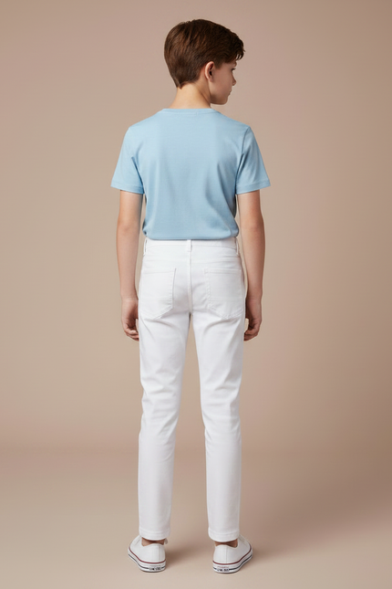 Pantalon Chino Blanc Coton Slim Enfant Décontracté - vue 2
