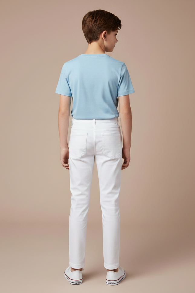 Pantalon Chino Blanc Coton Slim Enfant Décontracté - vue 2
