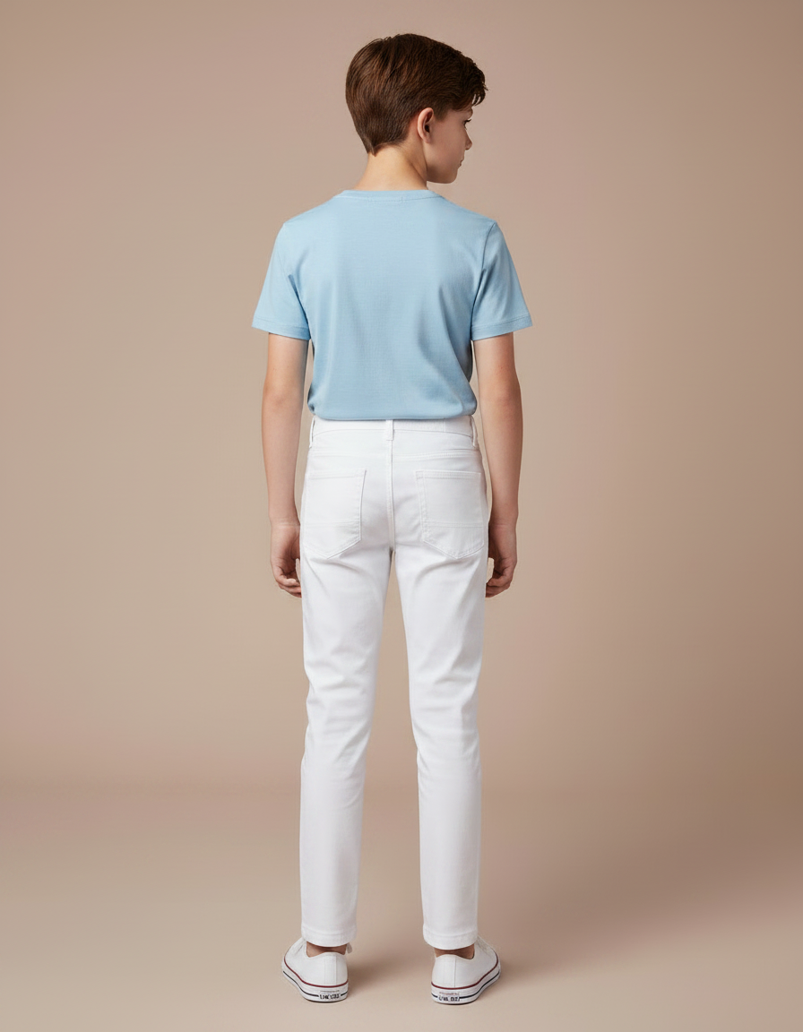 Pantalon Chino Blanc Coton Slim Enfant Décontracté - vue 2