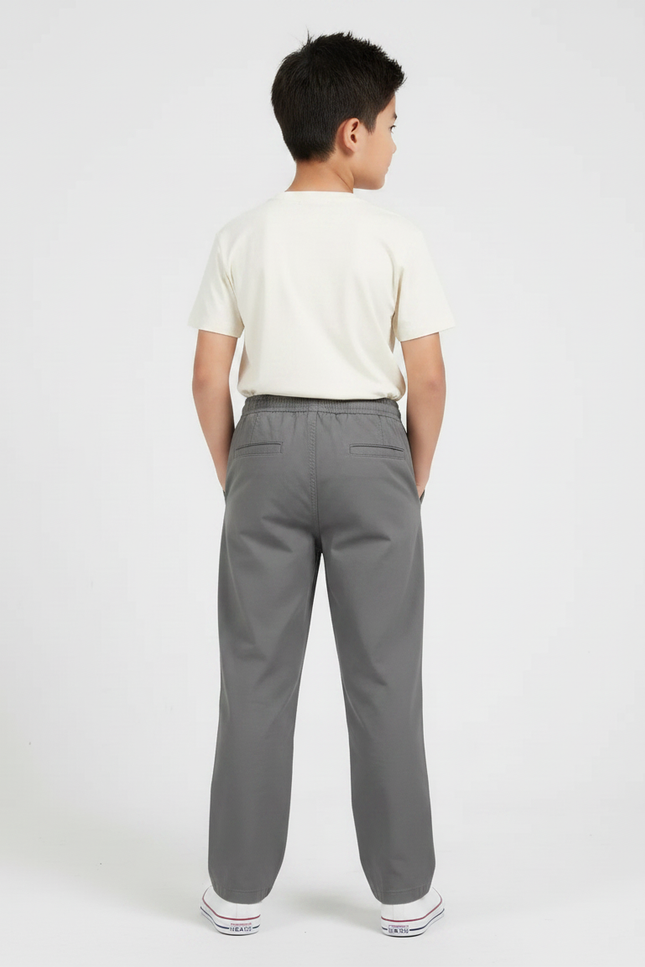 Pantalon Chino Gris Coton Ample Garçon Décontracté - vue 2