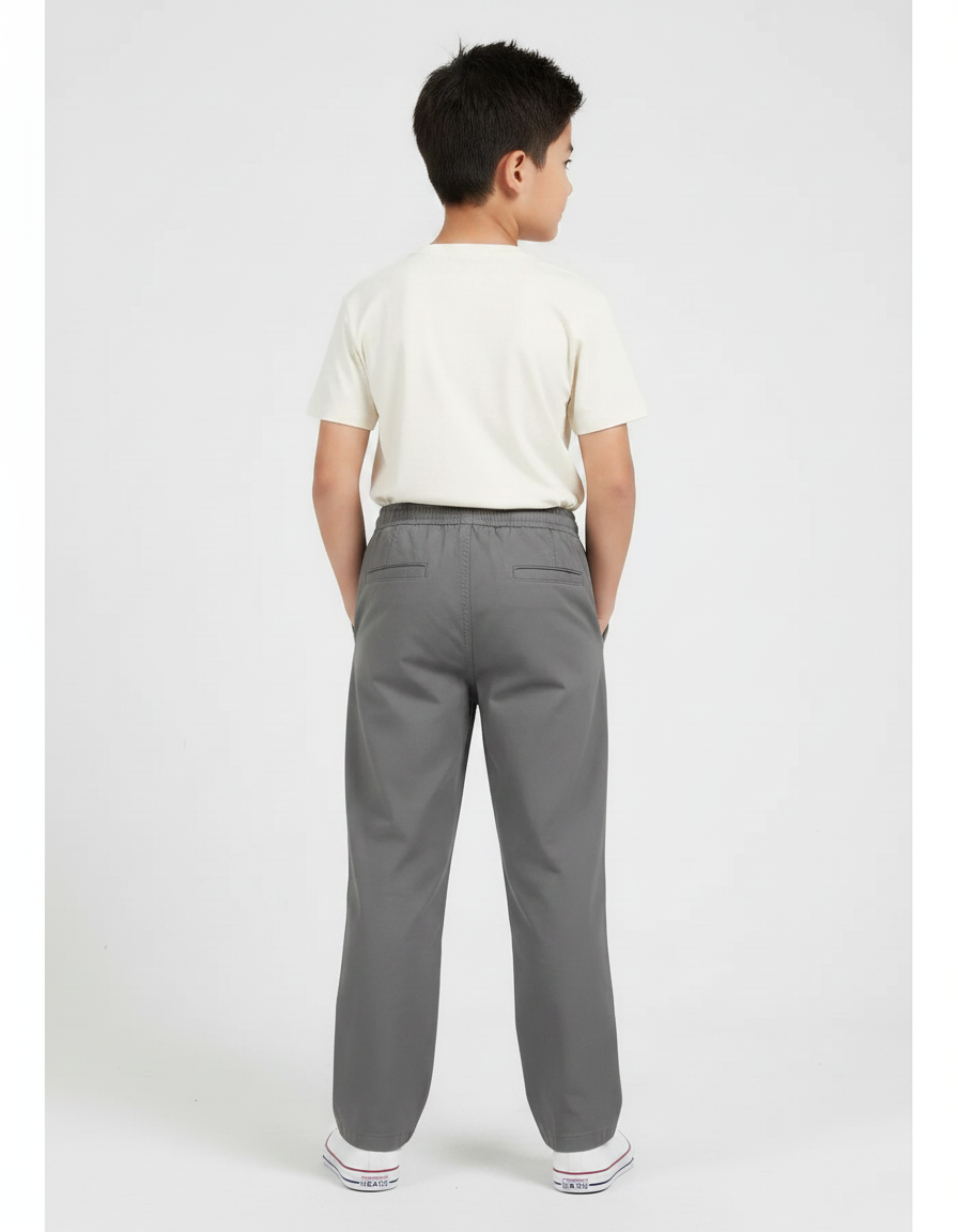 Pantalon Chino Gris Coton Ample Garçon Décontracté - vue 2
