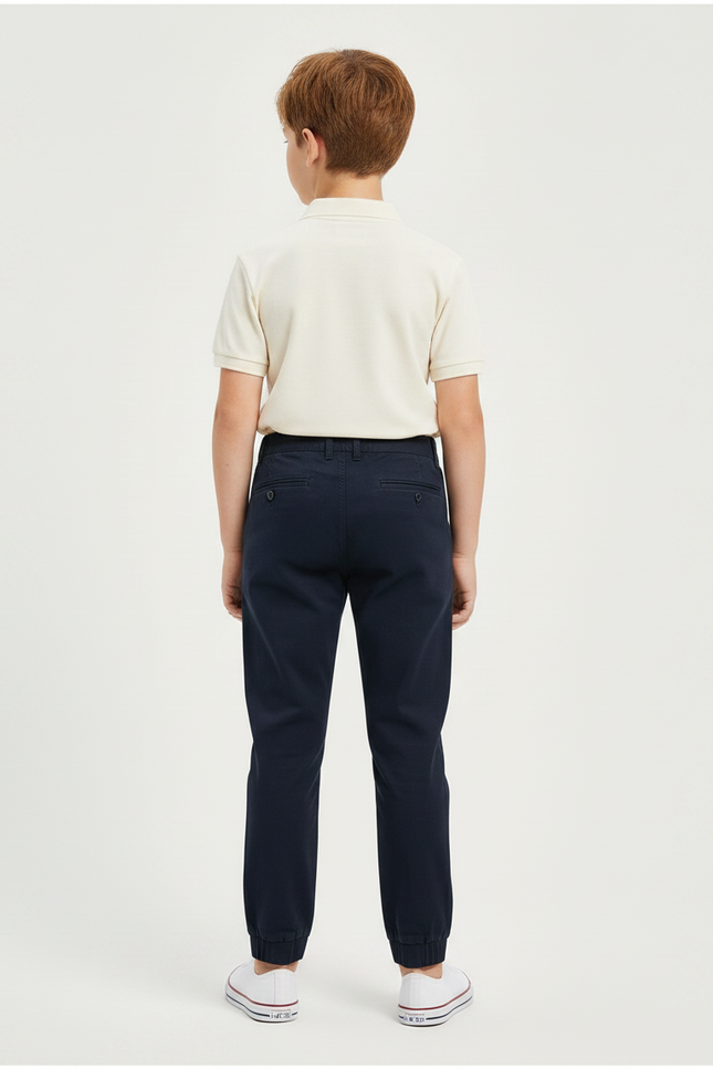 Pantalon Chino Bleu Marine Coton Jogger Enfant - vue 2