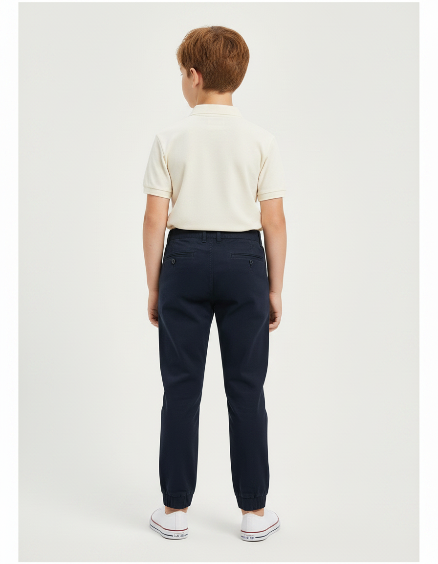 Pantalon Chino Bleu Marine Coton Jogger Enfant - vue 2