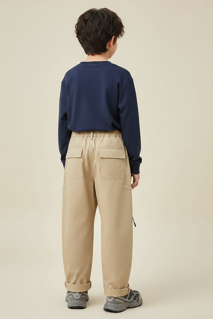 Pantalon Chino Kaki Ample Coton Décontracté Enfant - vue 2