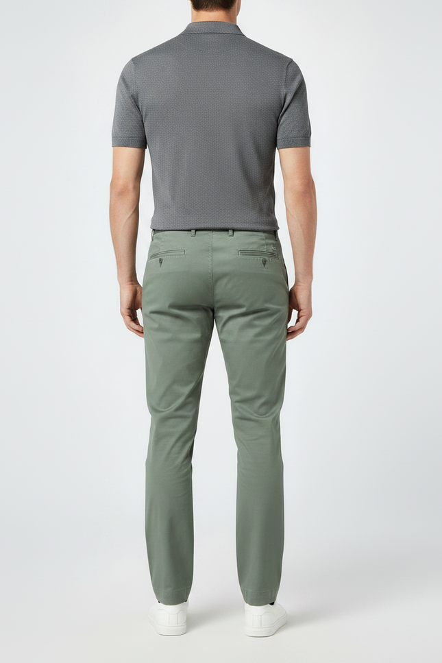 Pantalon Chino Vert Coton Droit Décontracté Homme - vue 2
