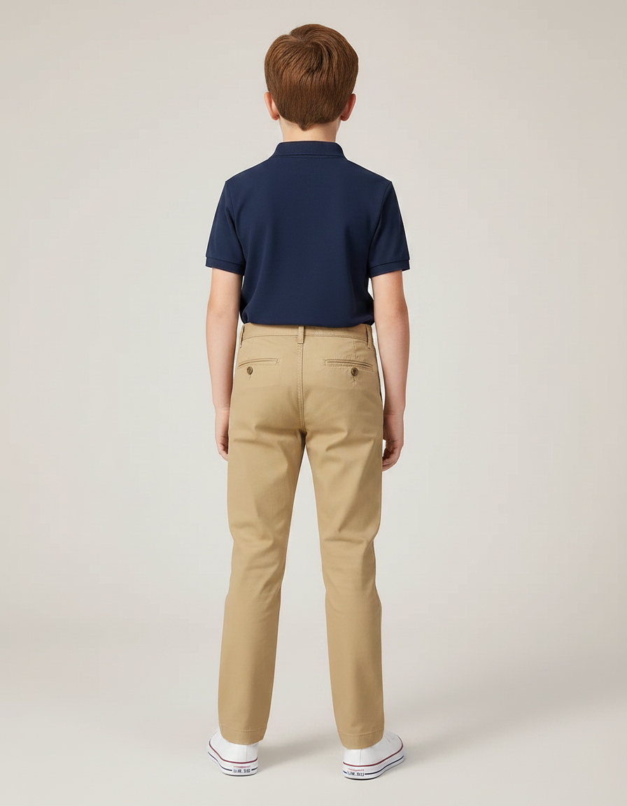 Pantalon Chino Beige Coton Droit Confortable Garçon - vue 2