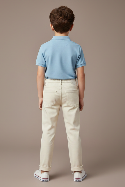 Pantalon Chino Beige Coton Droit Élégant Enfant - vue 2