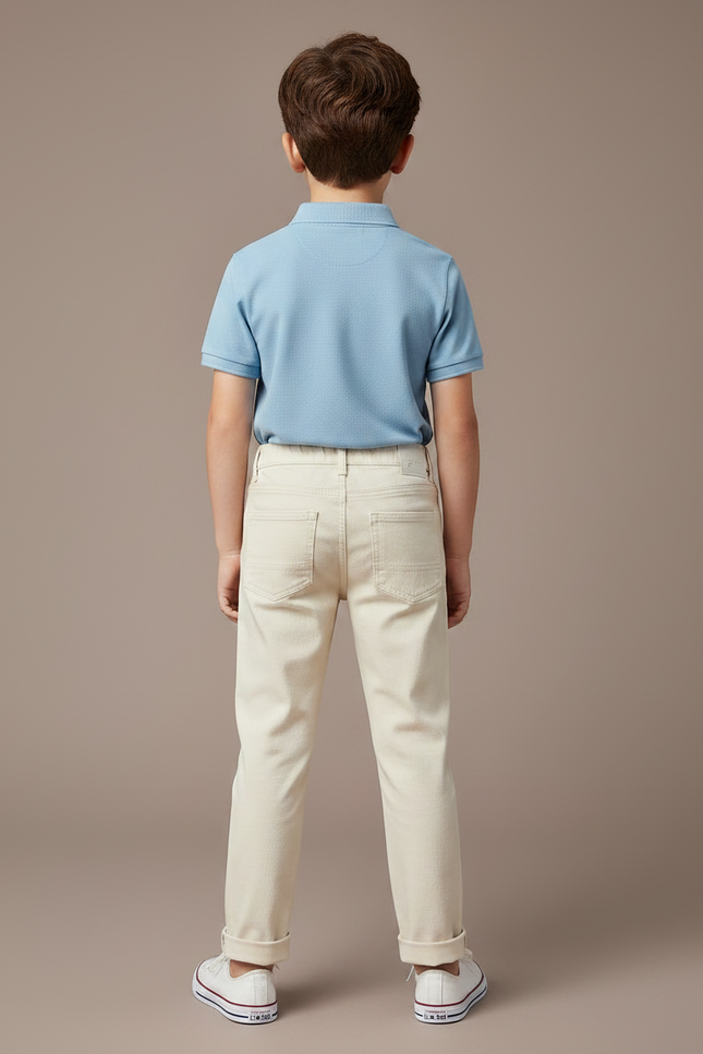 Pantalon Chino Beige Coton Droit Élégant Enfant - vue 2