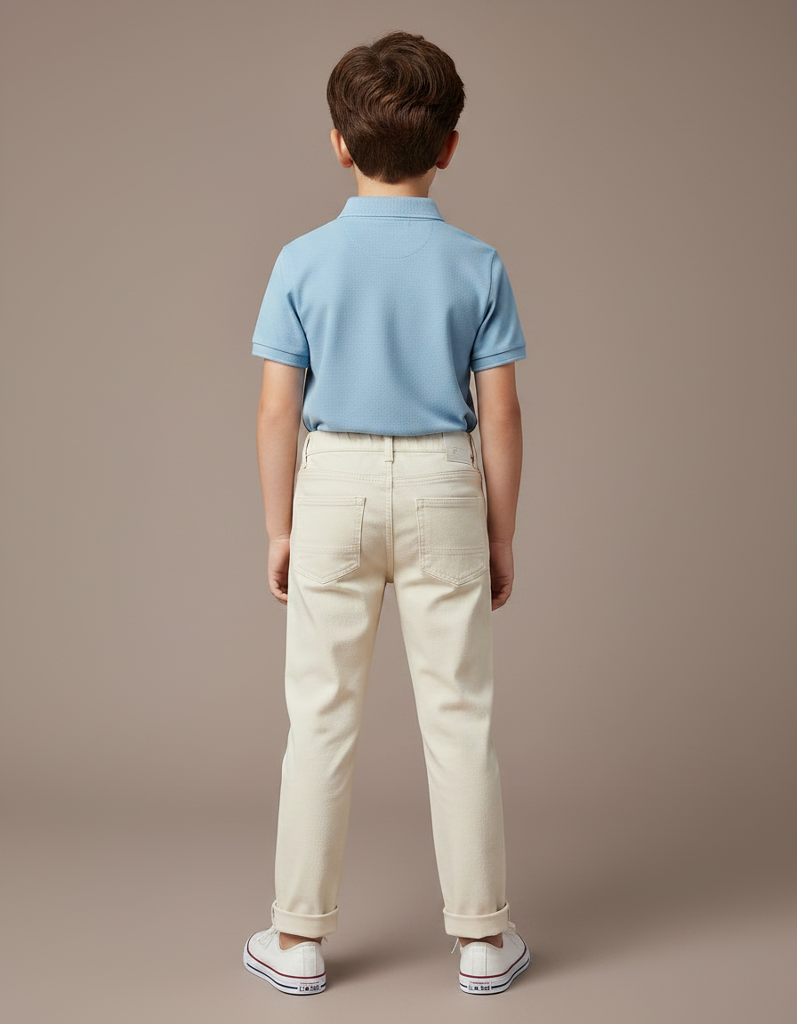 Pantalon Chino Beige Coton Droit Élégant Enfant - vue 2
