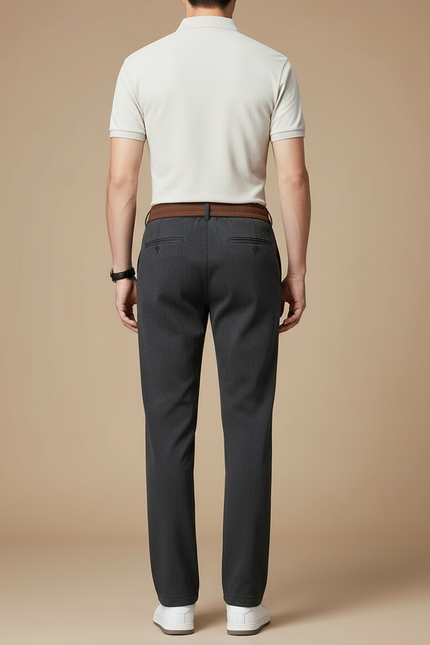 Pantalon Chino Homme Gris Droit Élégant Cordon - Gabardine - vue 2