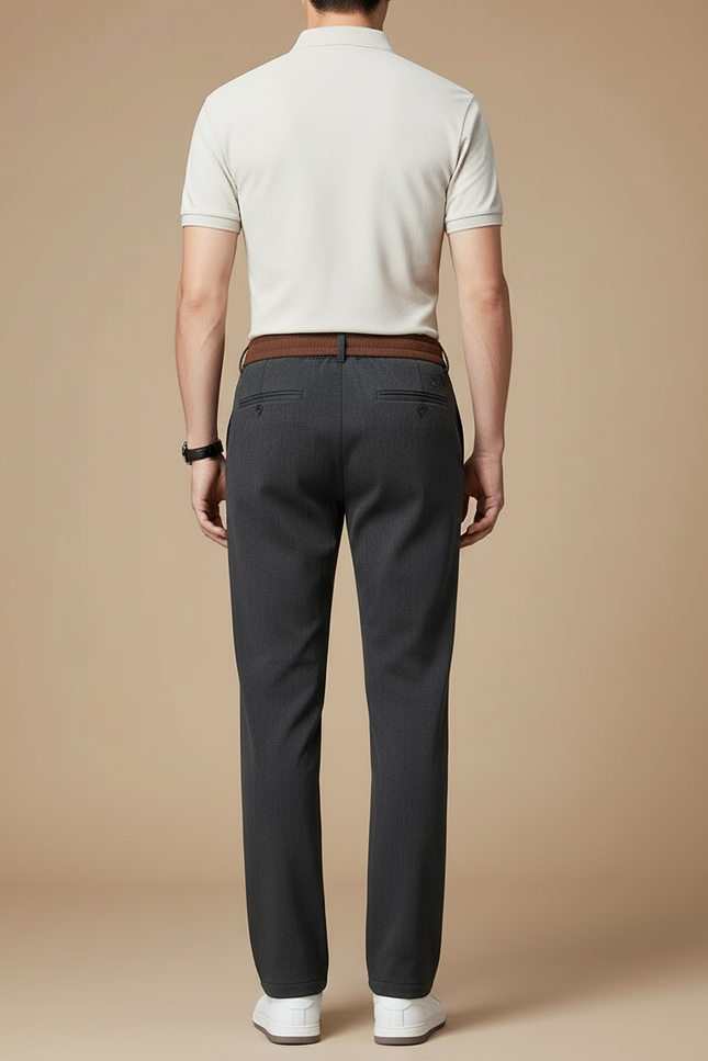 Pantalon Chino Homme Gris Droit Élégant Cordon - Gabardine - vue 2
