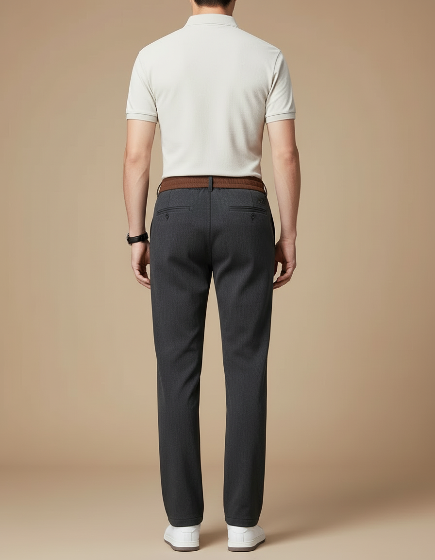 Pantalon Chino Homme Gris Droit Élégant Cordon - Gabardine - vue 2