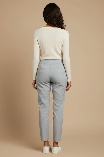 Pantalon Chino Gris Clair Coupe Droite Élastique Confortable - Gabardine - vue 2