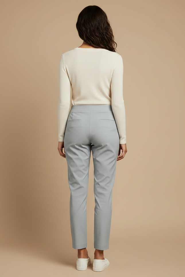 Pantalon Chino Gris Clair Coupe Droite Élastique Confortable - Gabardine - vue 2
