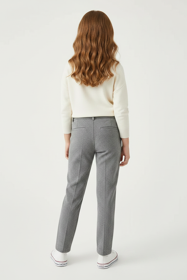 Pantalon Chino Gris Enfant Droit Décontracté Texturé - Laine - vue 2