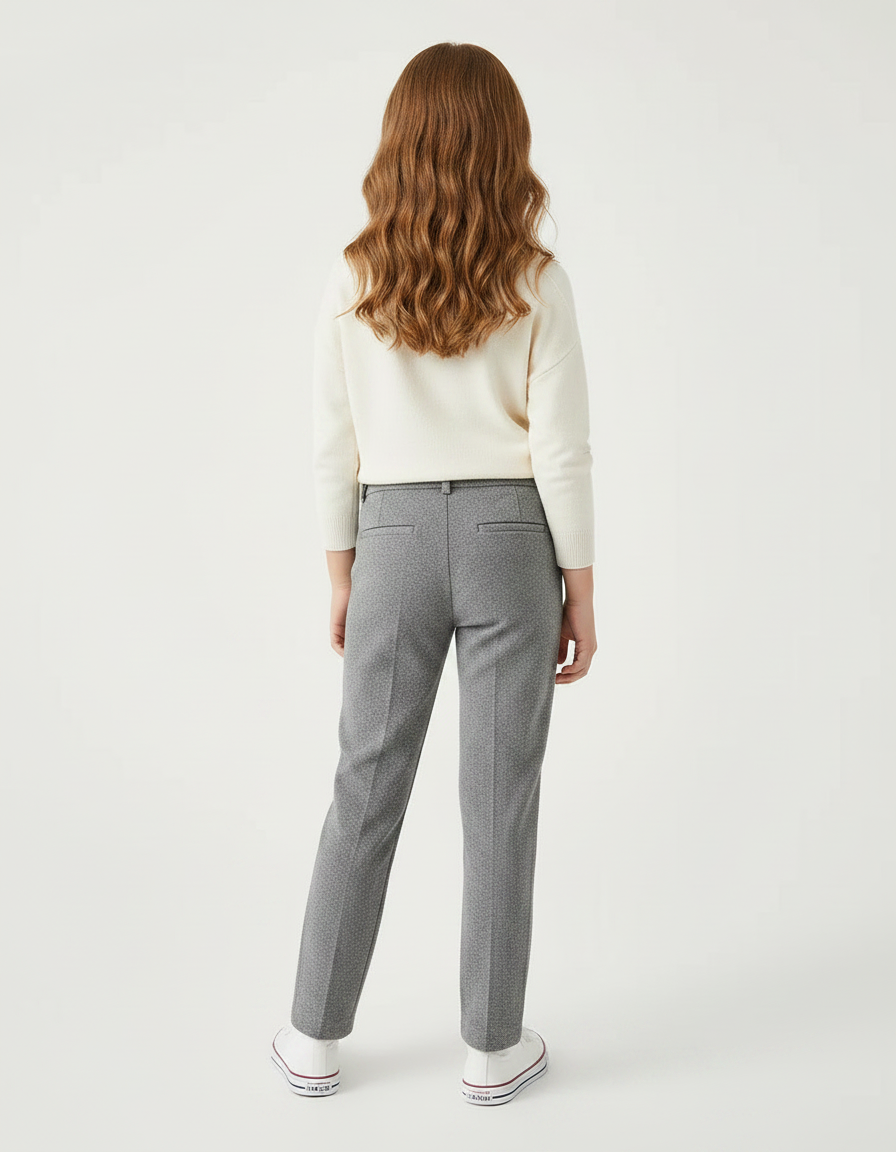 Pantalon Chino Gris Enfant Droit Décontracté Texturé - Laine - vue 2