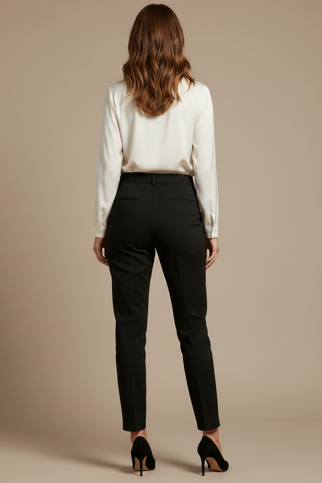 Pantalon Chino Noir Taille Haute Élégant Femme - Polyester - vue 2