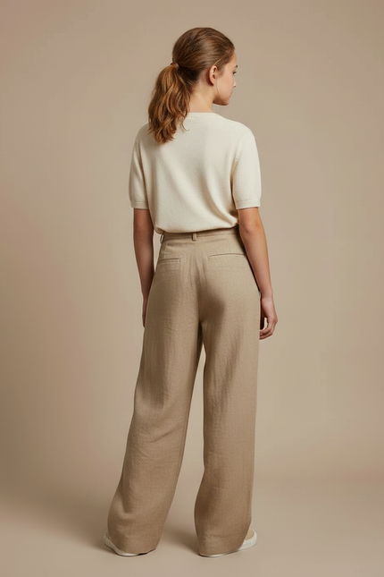 Pantalon Chino Beige Ample Lin Décontracté Enfant - vue 2