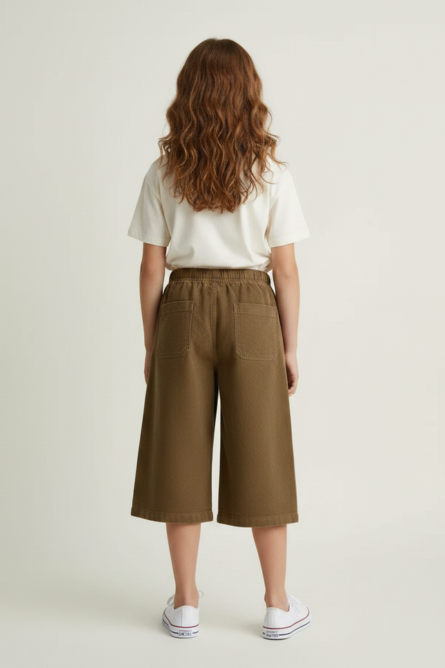 Pantalon Chino Kaki Côtelé Ample Décontracté Enfant - Cordé - vue 2