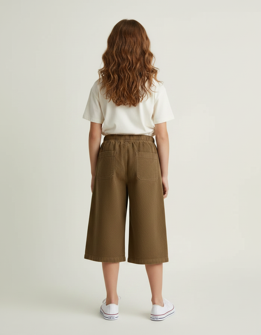 Pantalon Chino Kaki Côtelé Ample Décontracté Enfant - Cordé - vue 2