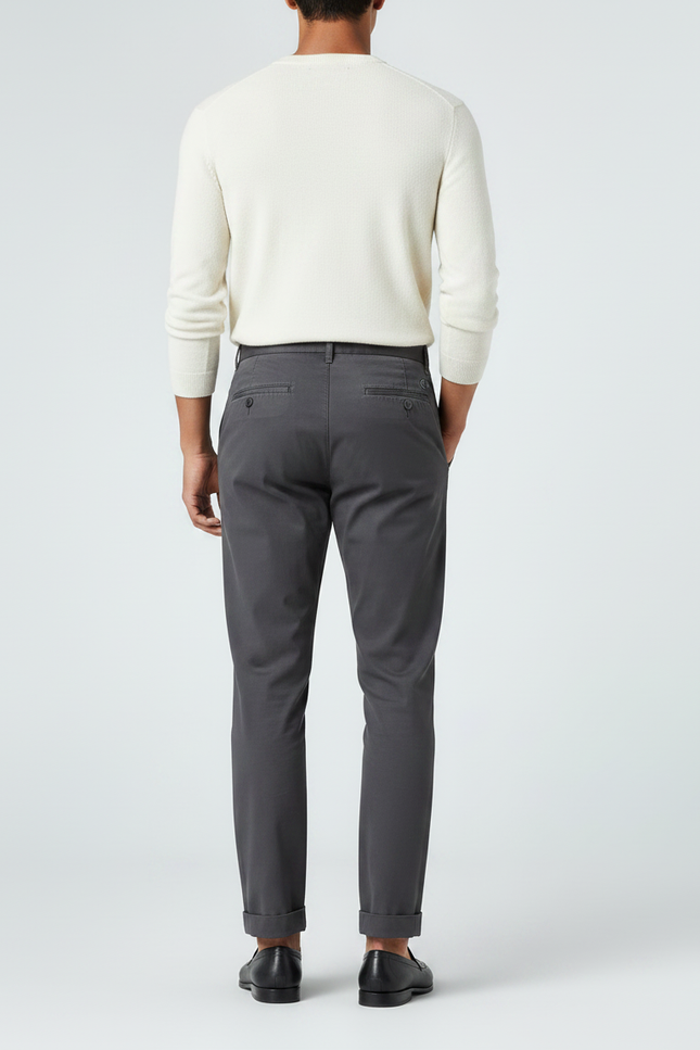 Pantalon Chino Gris Plissé Coton Décontracté Homme - vue 2