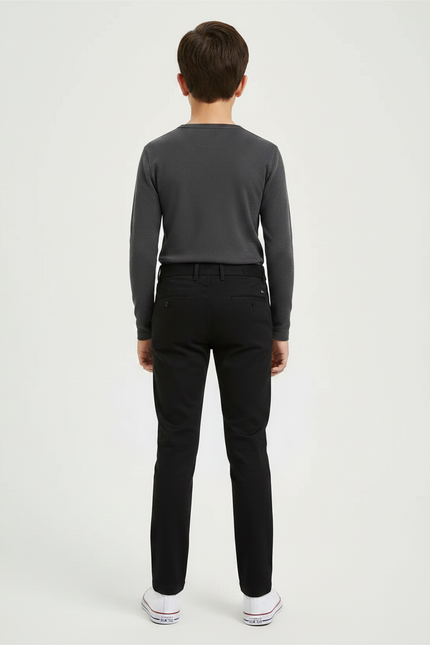 Pantalon Chino Noir Slim Coton Élégant Garçon - vue 2