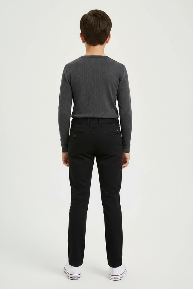 Pantalon Chino Noir Slim Coton Élégant Garçon - vue 2