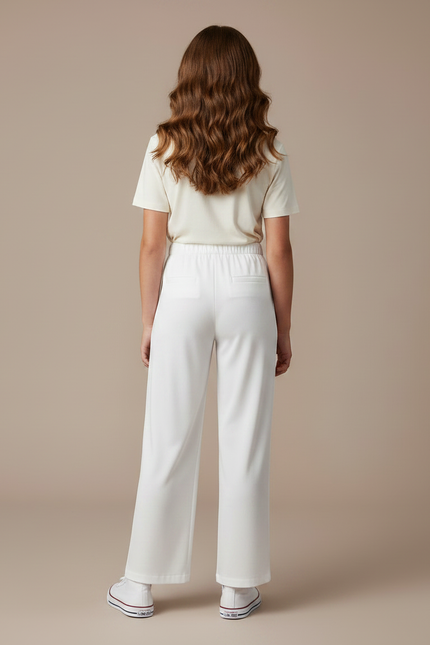 Pantalon Chino Blanc Ample Élastique Fluide Enfant - Viscose - vue 2